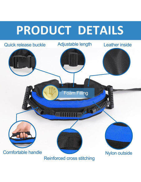 Cinturón de marcha Jacobable para ancianos, 7 asas, azul