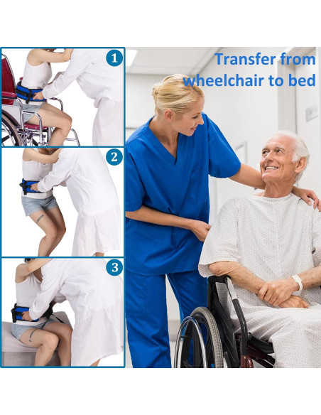 Cinturón de marcha Jacobable para ancianos, 7 asas, azul