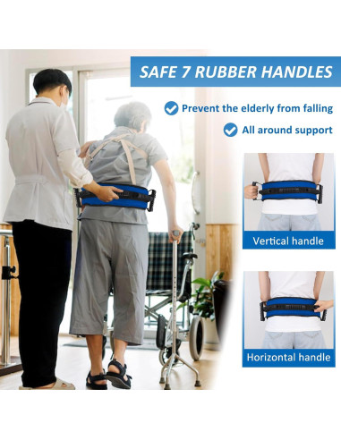 Cinturón de marcha Jacobable para ancianos, 7 asas, azul