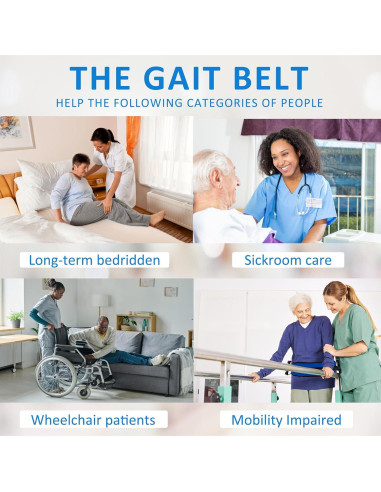 Cinturón de marcha Jacobable para ancianos, 7 asas, azul