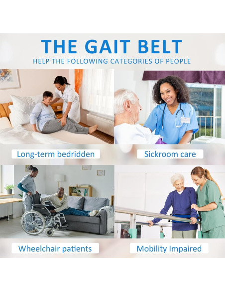 Cinturón de marcha Jacobable para ancianos, 7 asas, azul