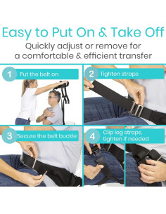 Cinturón de Transferencia Vive RHB1011L con Bucles para Piernas - 132 cm 2