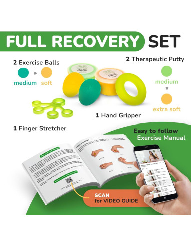 Kit de Terapia de Mano Personas Mayores Saludables - Fortalecedores y Masillas