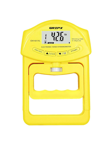 Dinamómetro Digital de Fuerza de Agarre GRIPX 90Kg Amarillo