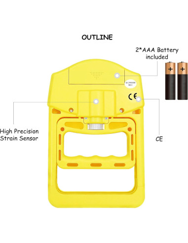 Dinamómetro Digital de Fuerza de Agarre GRIPX 90Kg Amarillo
