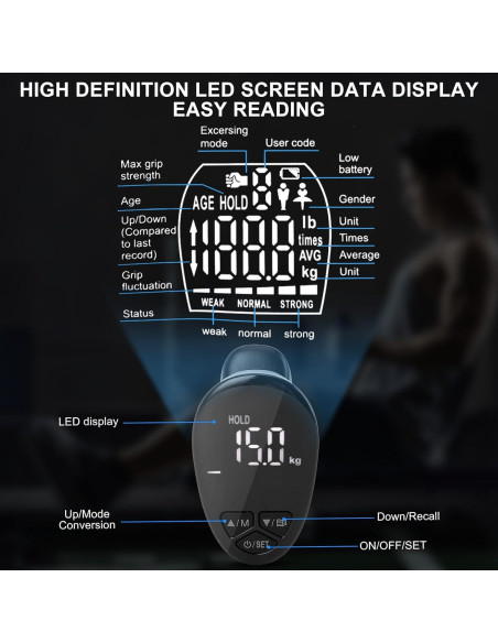 Dinamómetro de Mano Electrónico Brrnoo 90kg con LED