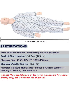 Maniquí de Cuidado del Paciente Mujer INTBUYING 1.63m Multifuncional 2