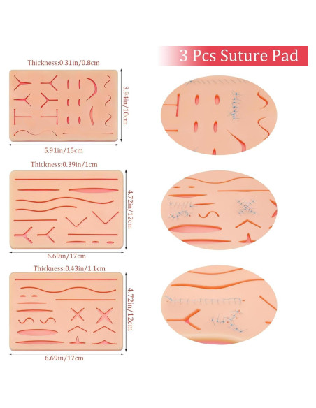 Kit de Práctica de Sutura 3 Piezas ZongHan - Almohadillas Reutilizables