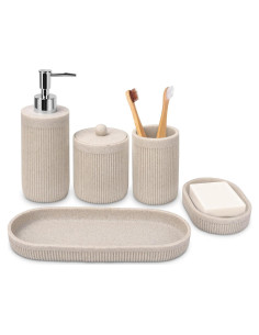 Juego de Accesorios de Baño 5 Piezas Deobath Beige