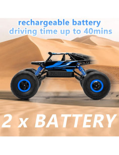 Coche RC Todo Terreno Cheerwing 1:18 4WD Azul con 2 Baterías 2