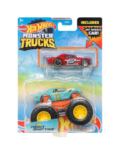 Hot Wheels Monster Trucks Noche Cambiante + Auto 1:64 Diecast 2