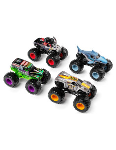 Paquete de 4 Camiones Monstruo Monster Jam 1:64 - Grave Digger, Max-D, Megalodon, Pirate's Curse
