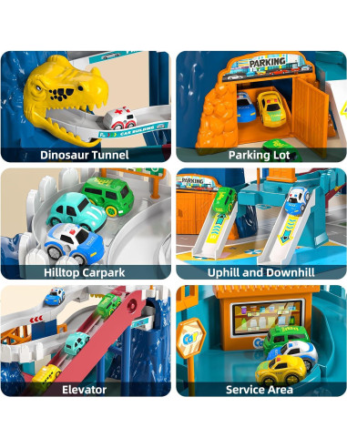 Conjunto de Pista de Carreras de Dinosaurios JUKUDAHU 33x18 cm