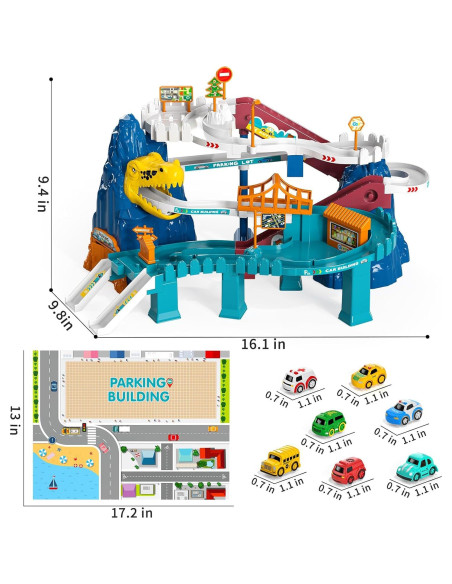 Conjunto de Pista de Carreras de Dinosaurios JUKUDAHU 33x18 cm Conjunto de Pista de Carreras de Dinosaurios JUKUDAHU 33x18 cm