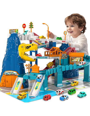 Conjunto de Pista de Carreras de Dinosaurios JUKUDAHU 33x18 cm