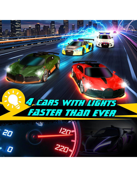 Pista de Carreras de Coches de Slot AGM MASTECH 5.7m 4 Coches Iluminados