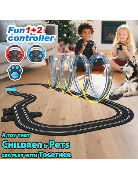 Pista de Carreras de Coches de Slot AGM MASTECH 5.7m 4 Coches Iluminados