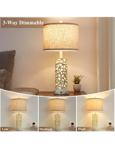 Lámpara de mesa SAIWEYA 66 cm con 2 USB y luz regulable 2