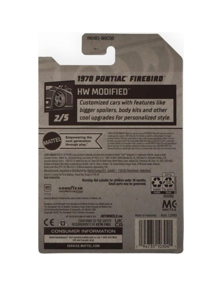 Hot Wheels Pontiac Firebird 1970 Azul Escala 1:64 Mint