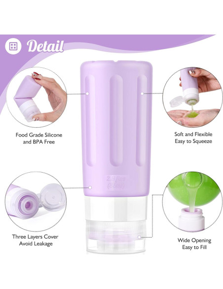 Juego de 16 Botellas de Silicona JBYAMUS 85.5 ml A prueba de Fugas