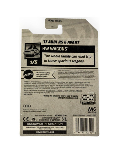 Hot Wheels Audi RS 6 Avant 2017 Escala 1:64 Verde
