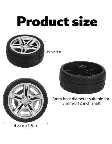 BOXOB 4 Ruedas de Neumático de Juguete para Coche RC 4.8x1.9cm