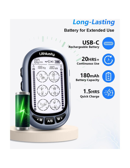 Estimulador Muscular TENS Uthlusty Doble Canal 24 Modos