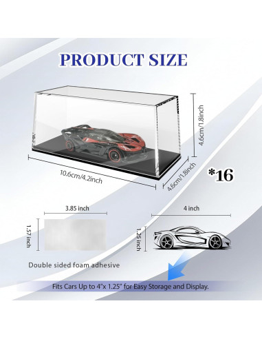 16 Cajas de Exhibición Acrílico Adevar para Coches 1/64