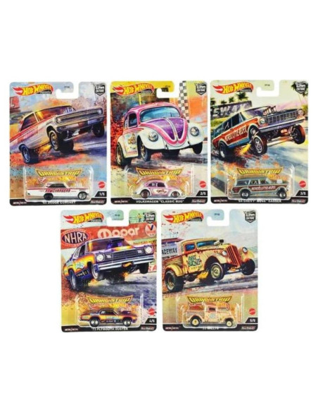 Conjunto de 5 Vehículos Diecast Dragstrip Demons Hot Wheels 2022