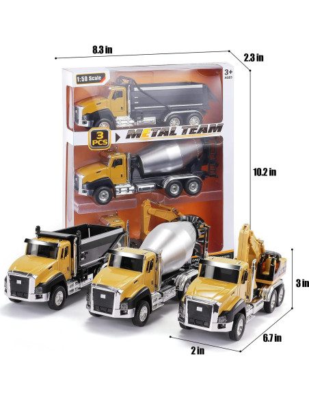 TEMI Paquete 3 Vehículos de Construcción Metal 1:50