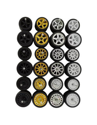 Ruedas de goma progresivas 1:64 - Juego de 10 diseños aleatorios