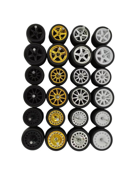 Ruedas de goma progresivas 1:64 - Juego de 10 diseños aleatorios