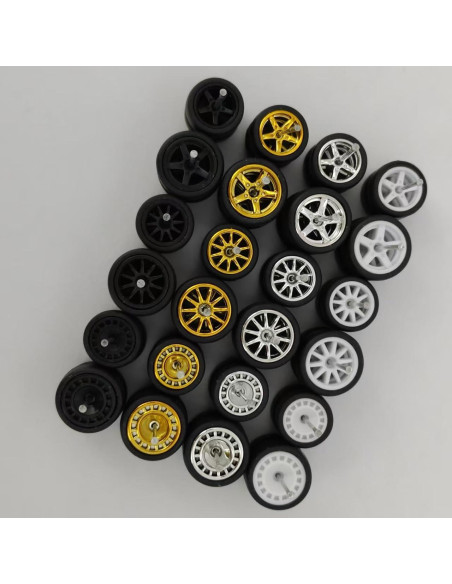 Ruedas de goma progresivas 1:64 - Juego de 10 diseños aleatorios