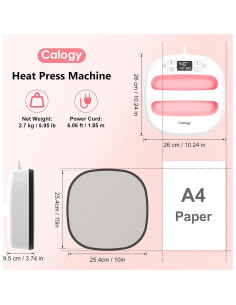 Prensa de Calor Calogy 10x10" para Camisetas y Más 2