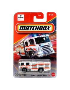 Camión de Bomberos Matchbox Scania P 360 1:64 Metal Blanco