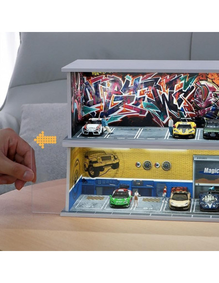 Estante Vitrina para 6 Coches 1:64 Scenpoch Amarillo