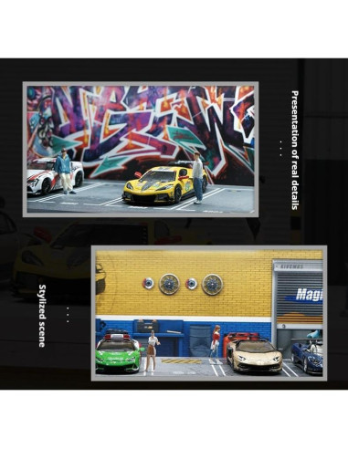 Estante Vitrina para 6 Coches 1:64 Scenpoch Amarillo