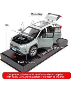 Coche de Juguete RAV4 1:32 WAKAKAC con Luz y Sonido Gris 2