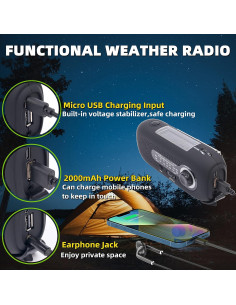 Radio de Emergencia NOAA LACUCINO HN-098S con Linterna 2