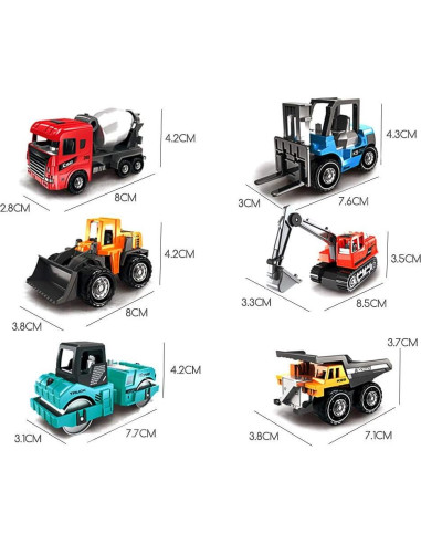 Set de 6 Camiones de Construcción Mini Lamilla - Juguetes para Niños