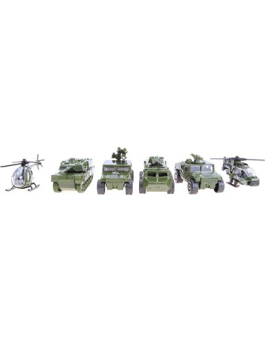 Conjunto de 6 Vehículos Militares Diecast PowerTRC - Tanque, Camión, Helicópteros