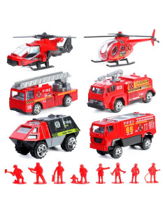 Juego de Juguetes de Bomberos FANELEQU 14 Pcs Mini Vehículos