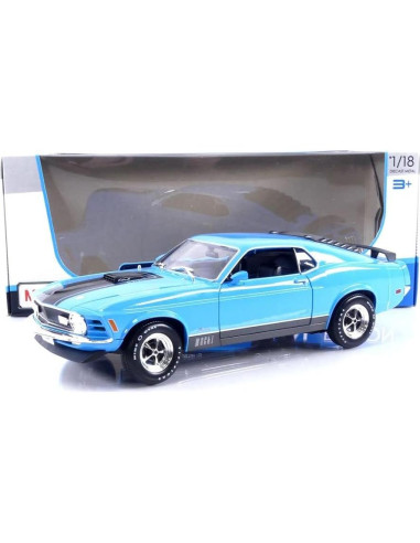 Coche Miniatura Ford Mustang Mach 1 1970 Maisto 1:18 Azul/Negro