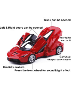 Modelo de Coche Diecast LaFerrari Roja 1:32 con Retroceso 2