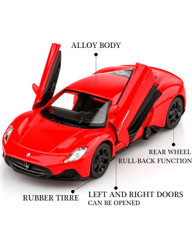 Coche Diecast Maserati MC20 Escala 1:36 Rojo Retroceso