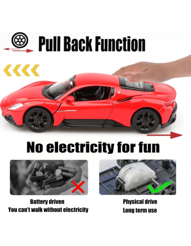 Coche Diecast Maserati MC20 Escala 1:36 Rojo Retroceso