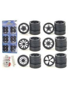 Ruedas Negras 1:24 YMCtoys para Modelos de Coche - 6 Set