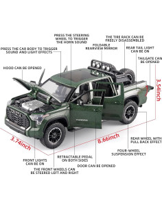 Camión de Juguete Tundra Verde 1/24 con Luz y Sonido 2