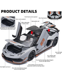 Coche de Juguete Lambo SVJ 63 OANMYJJO Metal 1:18 con Luz y Sonido 2