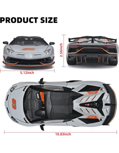 Coche de Juguete Lambo SVJ 63 OANMYJJO Metal 1:18 con Luz y Sonido